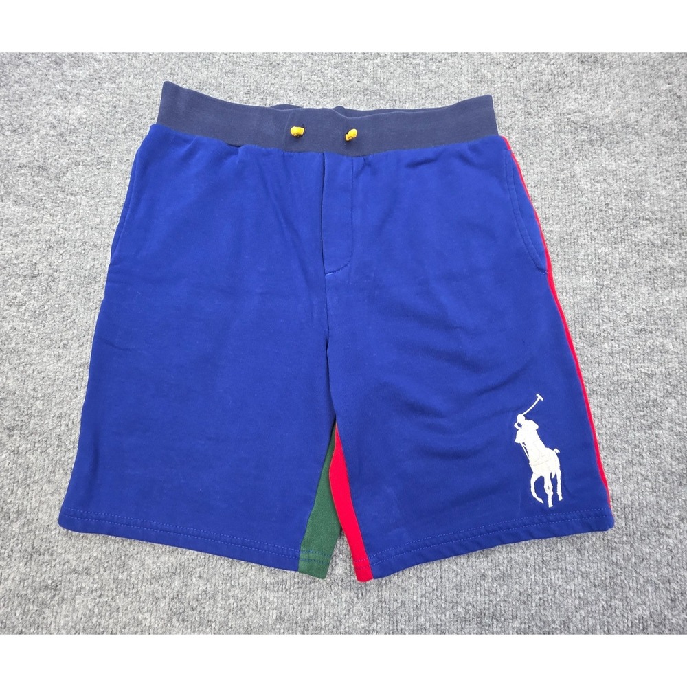Polo Ralph Lauren Color Block Shorts Boys M 10-12 Blue Green Fleece Pony Preppy